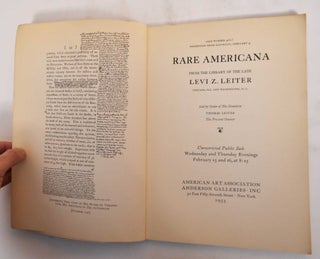 Rare Americana From the Library of the Late Levi Z. Leiter