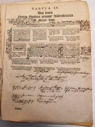Geschlechtsregister des Hochadeligen Patriciats zu Nurnberg, Welches aus Denen Bewahrtesten Urkunden, Kauf-Lehen u. Heyrathsbriefen, Gesammleten Grabschriften u. Eingeholten Genauen Nachrichten von Innen Beschriebenen Grraflich-Freyherrlich u. Edlen Hausern in Gegenwartige Ordnung Verfasset u. Richtig Zusammengetragen / Geschlechtsregister der Nürnbergischen Adelichen Familien der Herrn von Praun, von Wölckern und der Ausgestorbenen Herren Schlaudersbach aus den besten Urkunden, Denkmahlen und Nachrichten zusammengetragen und als ein Beytrag in den Biedermännischen Tabellen des Hochadelichen Patriciats zu Nürnberg herausgegeben