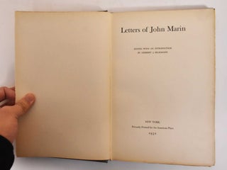 Item #182960 Letters of John Marin. John Marin, Herbert J. Seligmann