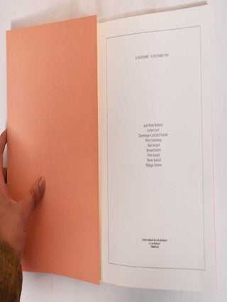 De L'Instabilite: Jean-Pierre Bertrand, Jochen Gerz, Dominique Gonzalez-Foerster, Peter Greenaway, Alain Jaquet, Bernard Joisten, Pierre Joseph, Thierry Kuntzel, Philippe Parreno