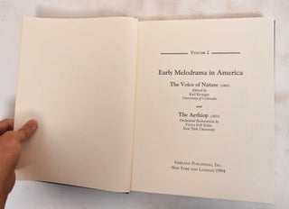 Item #184295 Nineteenth-century American musical theater - Vol. 2: Early melodrama in America....