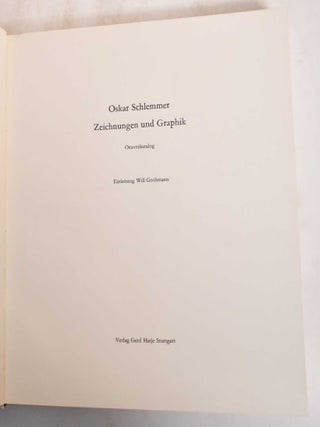 Oskar Schlemmer: Zeichnungen Und Graphik, Oeuvrekatalog