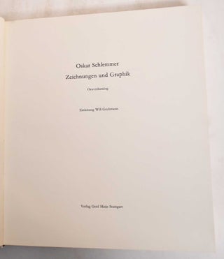 Oskar Schlemmer: Zeichnungen Und Graphik, Oeuvrekatalog