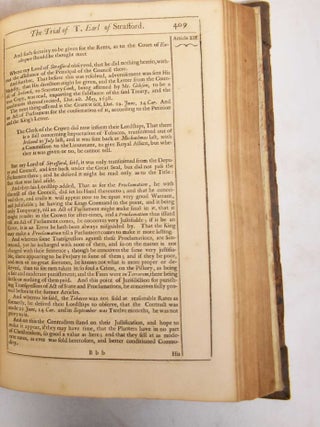 The Tryal of Thomas, Earl of Strafford, Lord Lieutenant of Ireland, upon an impeachment of high treason by the Commons then assembled in Parliament, in the name of themselves and of all the Commons in England, begun in Westminster-Hall the 22th of March 1640, and continued before judgment was given until the 10th of May, 1641