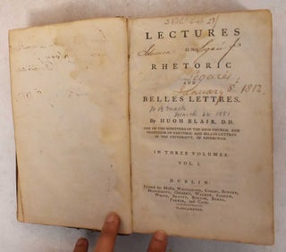 Item #185759 Lectures on rhetoric and belles lettres. Vol 1. Hugh Blair
