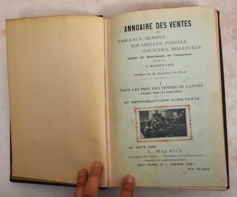 Item #185993 Annuaire des Ventes de Tableaux, Dessins, Aquarelles, Pastels, Gouaches, Miniatures. L. Maurice Lang.