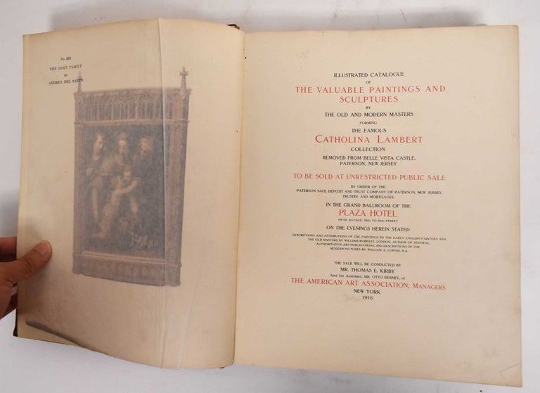 Item #186252 Illustrated Catalogue of the Valuable Paintings and Sculptures by Old and Modern Masters Froming the Famous Catholina Lambert Collection. Catholina Lambert.