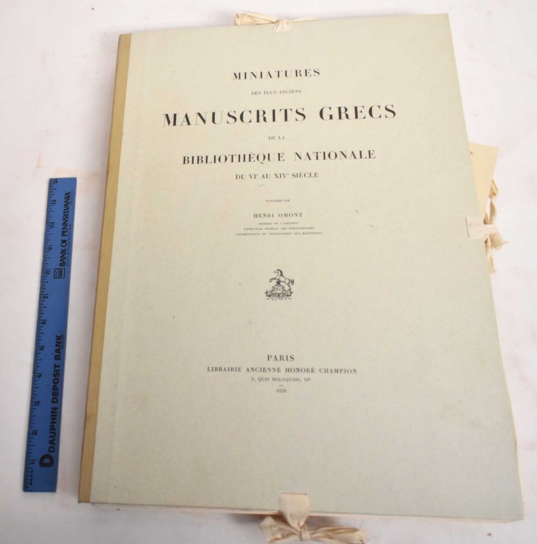 Item #186459 Miniatures Des Plus Anciens Manuscrits Grecs De La Bibliotheque Nationale Du VIe Au XIVe Siecle. Henri Omont.