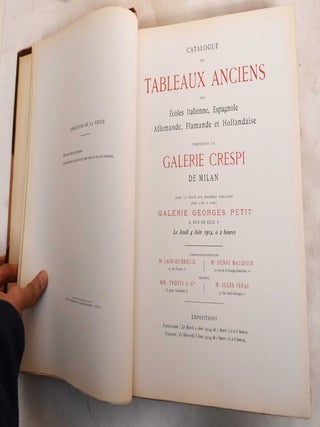 Item #188455 Catalogue des tableaux anciens des écoles italienne, espagnole, allemande, flamande...
