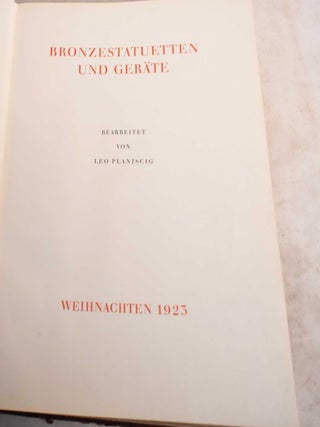 Item #189255 Bronzestatuetten und Gerate. Leo Planiscig, Camillo Castiglioni