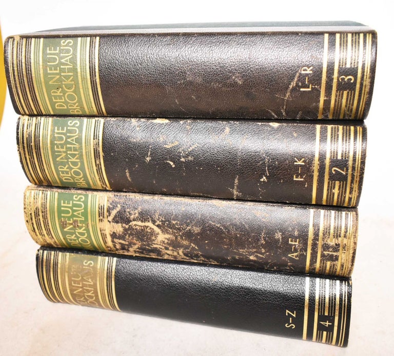 Item #189627 The New Brockhaus, etc (Volumes I-IV); Allbuch in four volumes and an atlas: with over 10,000 illustrations and maps in the text and on around 1,000 monochrome and colorful blackboard and map pages as well as a model that can be dismantled