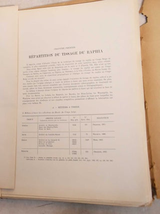 Notes Analytiques sur les Collections Ethnographiques du Musee du Congo Belge. Tome III, Fascicule 1. Le Tissage du Raphia au Congo Belge