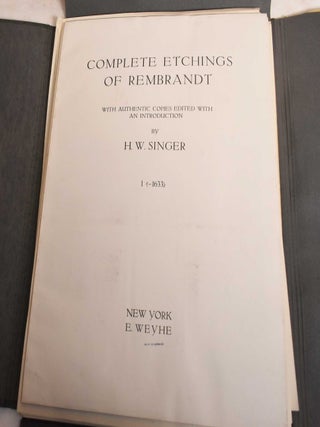 Complete Etchings of Rembrandt, With Authentic Copies, Volume I (-1633)