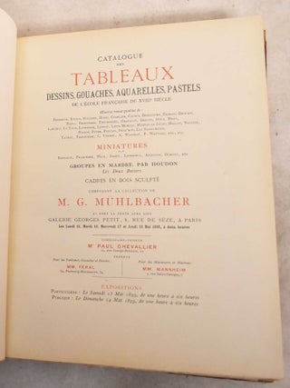 Catalogue des Tableaux Dessins, Gouaches, Aquarelles, Pastels de l'Ecole Francaise du XVIIIe Siecle...