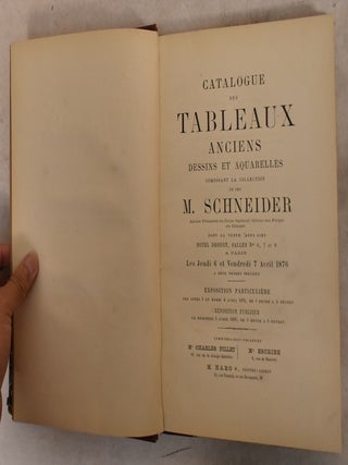 Item #192422 Catalogue de Tableaux Anciens, Dessins et Aquarelles: Composant la Collection de feu...