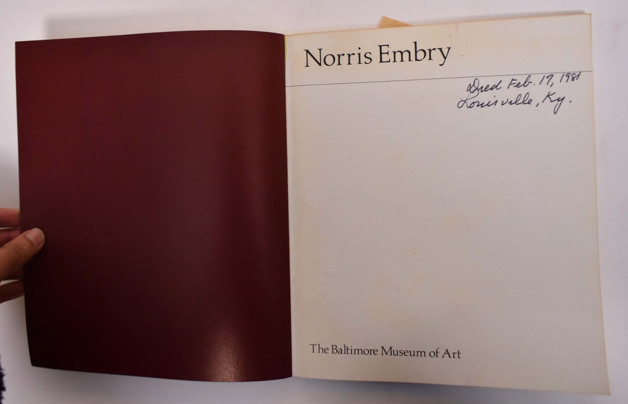 Norris Embry | Dec. 16 Baltimore: Baltimore Museum of Art, two