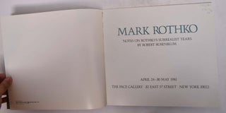 Mark Rothko: Notes on Rothko's Surrealist Years